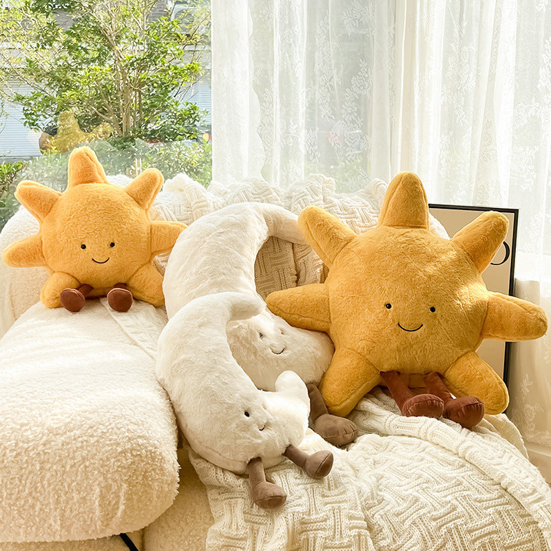 Sun and Moon Plush Pillow – Celestial Decorative Cushion