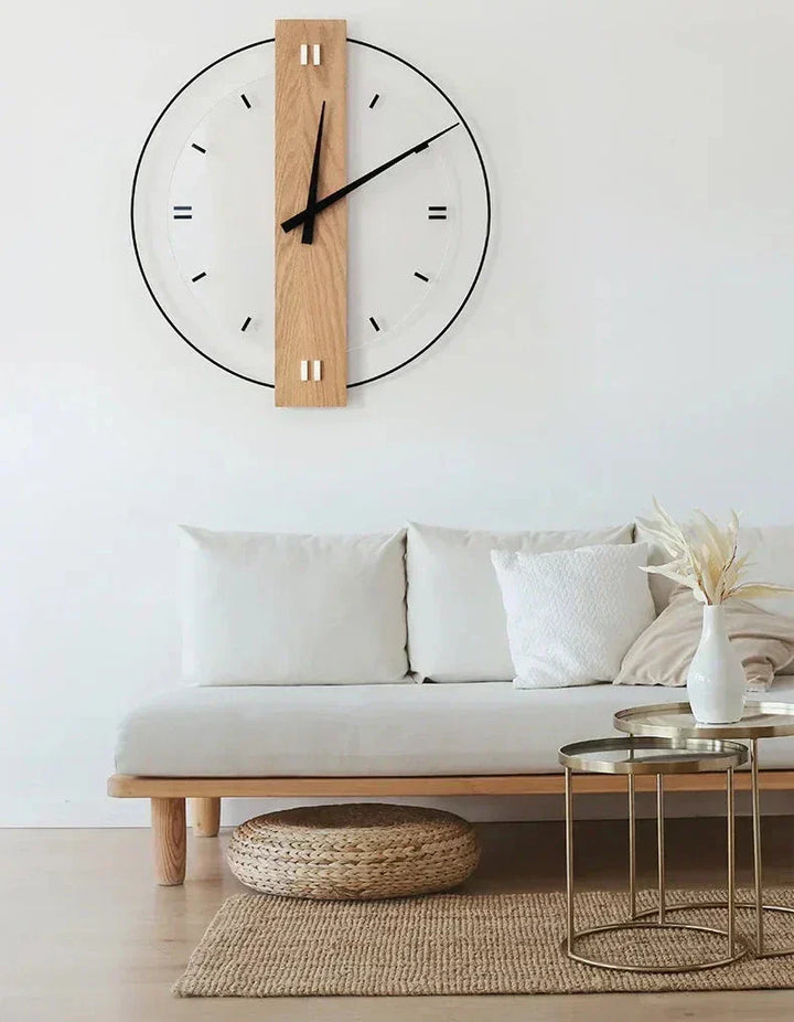 Minimalist Wood and Metal Wall Clock