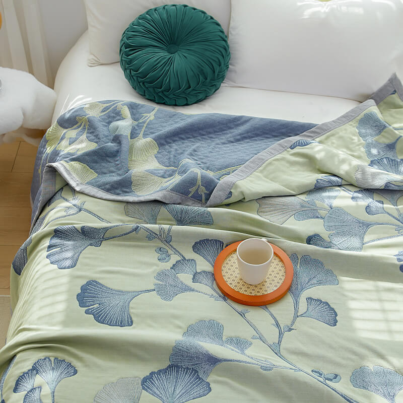 Liora Gauze Ginkgo Reversible Cotton Quilt