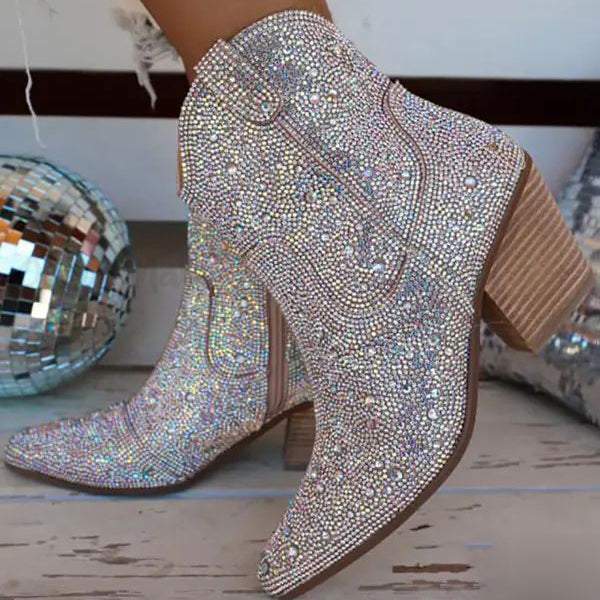 Starlight Spark Women’s Rhinestone Western Zipper Boots