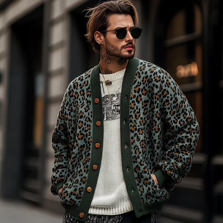 Milton Jacquard Leopard Cardigan