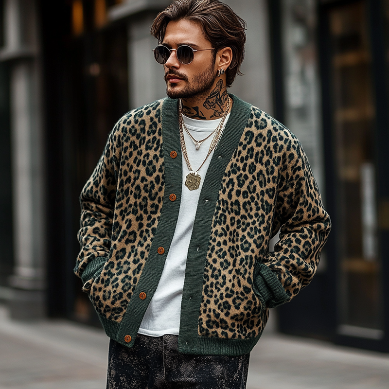 Milton Jacquard Leopard Cardigan