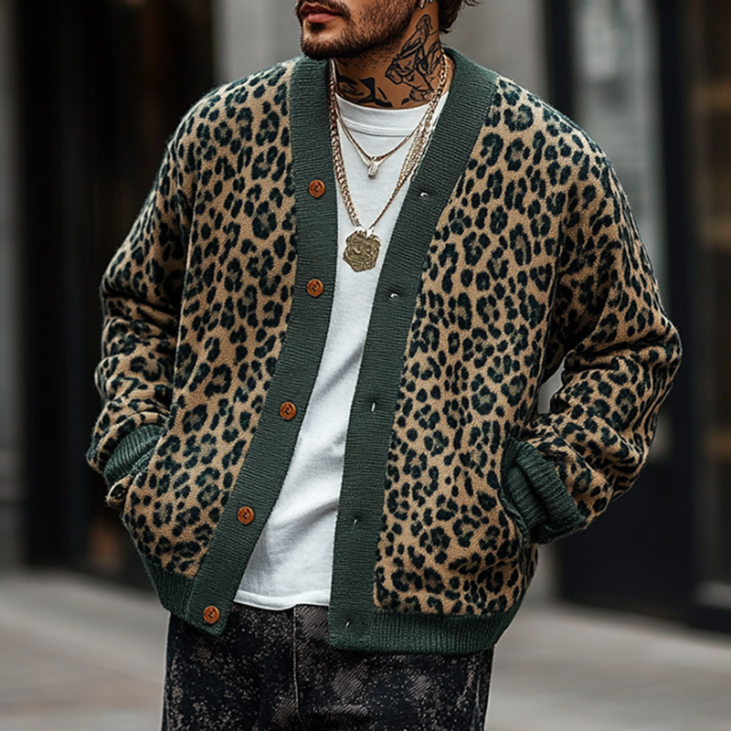 Milton Jacquard Leopard Cardigan