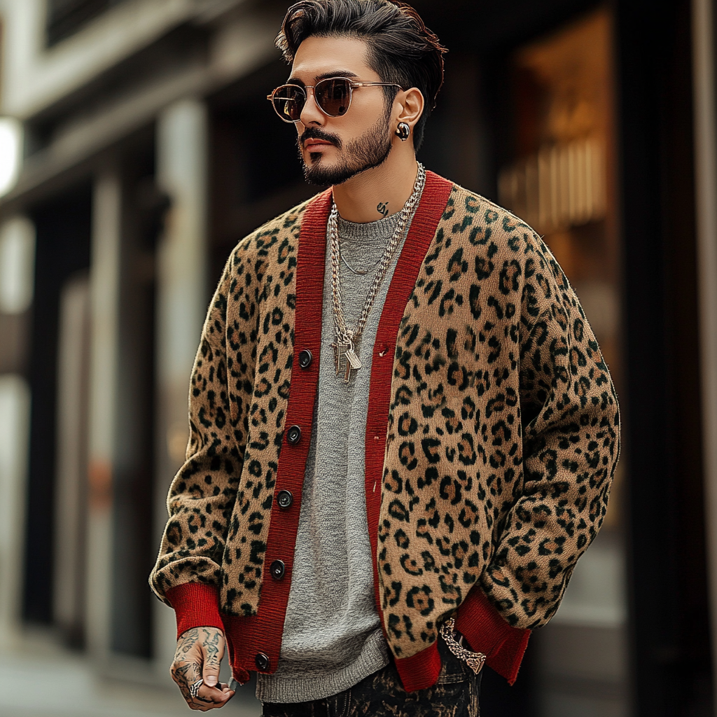 Milton Jacquard Leopard Cardigan