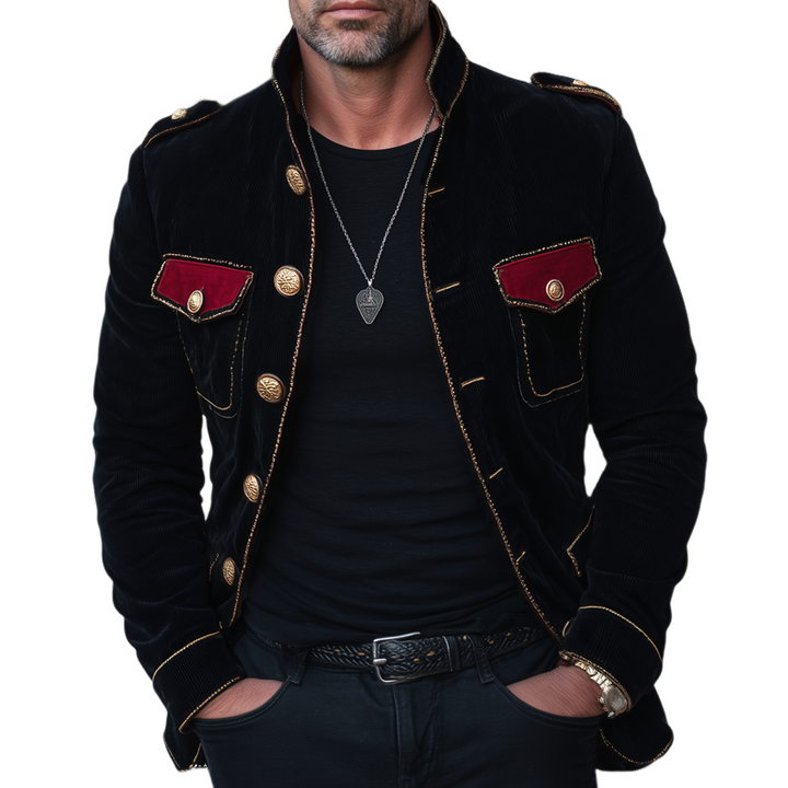 Radcliffe Velvet Multi-Button Stand Collar Jacket