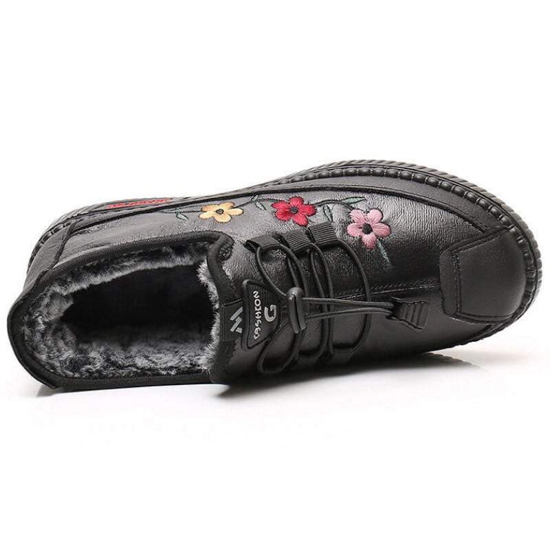 Cozy Bloom Leather Moccasin Loafers