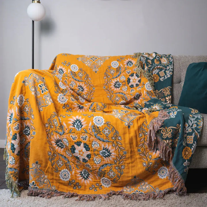 Marais Reversible Cotton Floral Throw Blanket