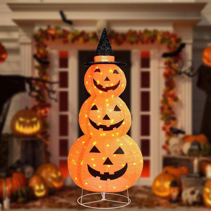 Stacked Pumpkin Outdoor Decoration with LED Lights