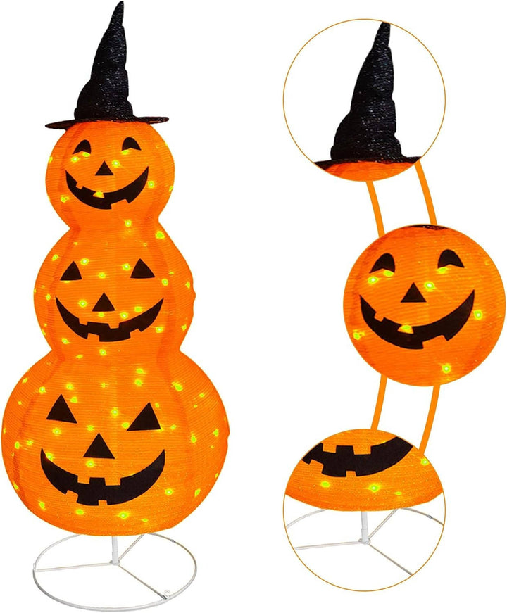 Stacked Pumpkin Outdoor Decoration with LED Lights