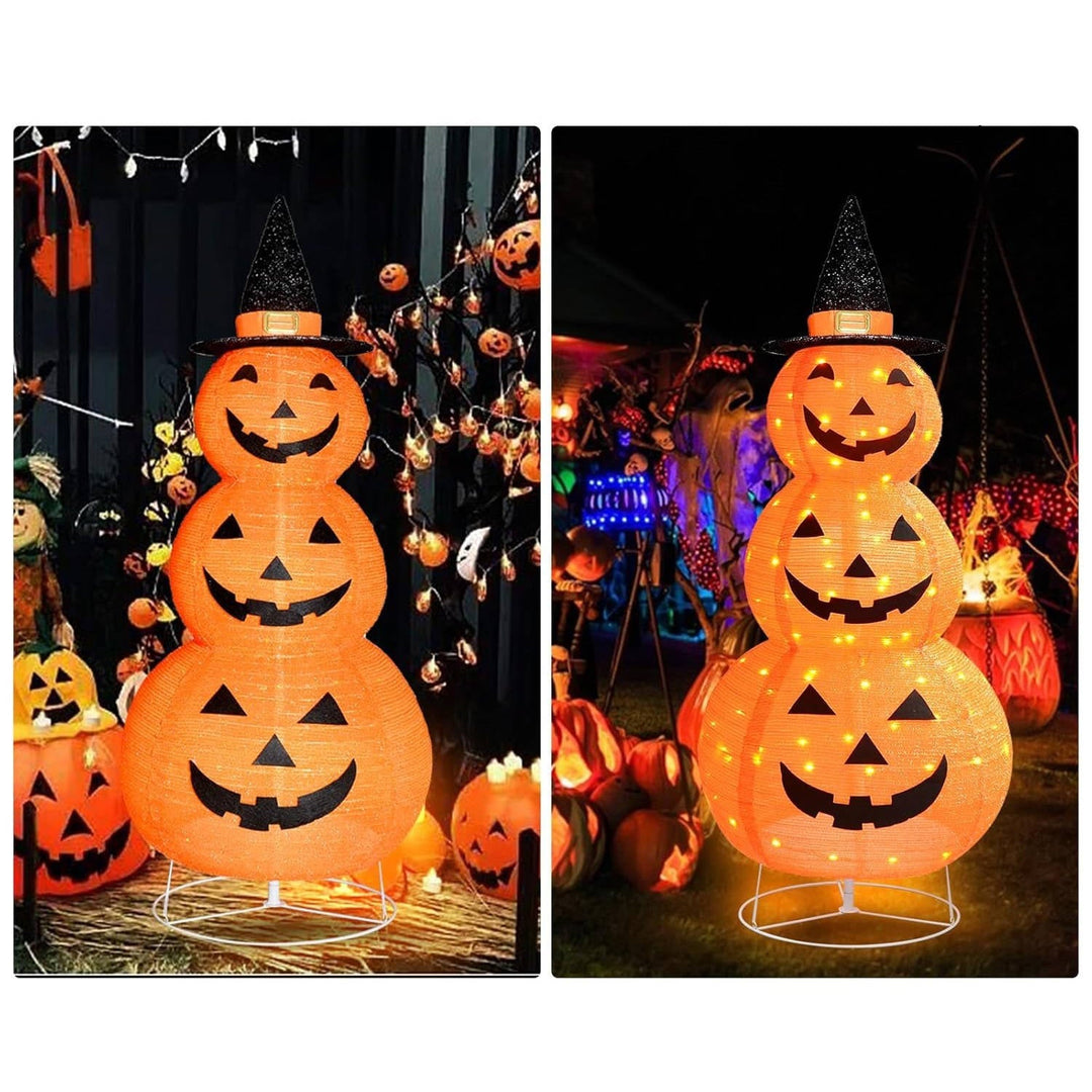 Stacked Pumpkin Outdoor Decoration with LED Lights