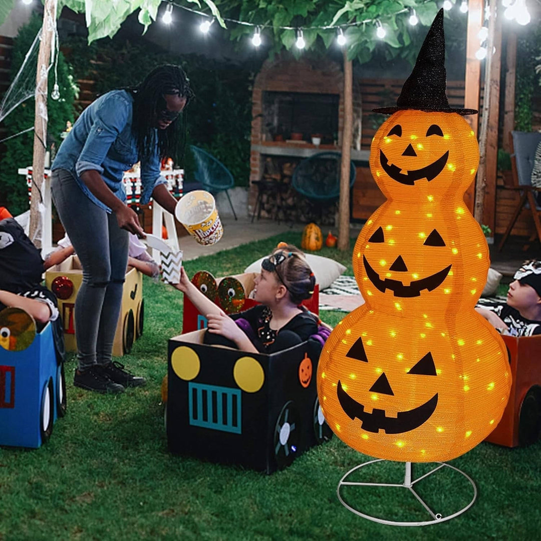Stacked Pumpkin Outdoor Decoration with LED Lights