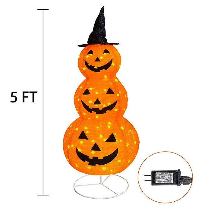 Stacked Pumpkin Outdoor Decoration with LED Lights