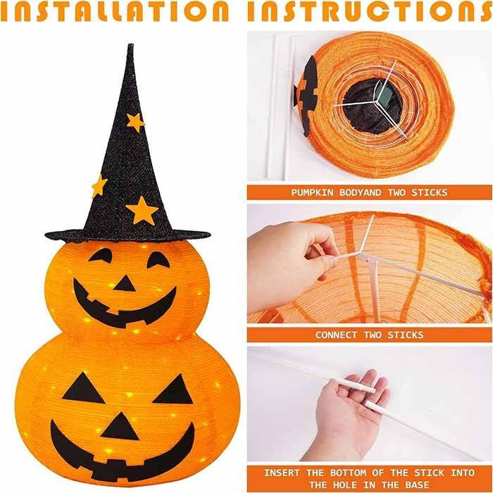 Stacked Pumpkin Outdoor Decoration with LED Lights