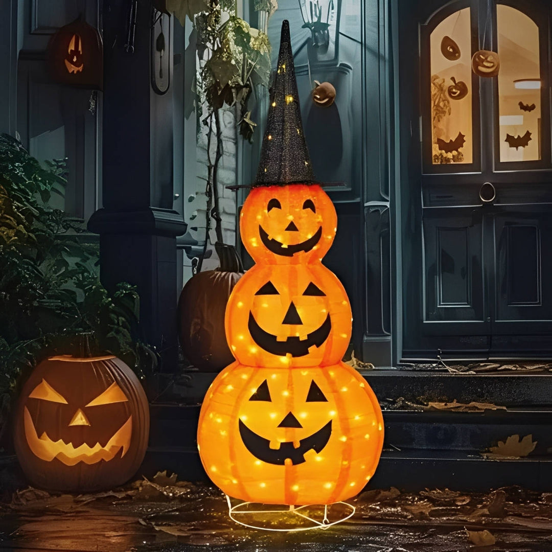 Stacked Pumpkin Outdoor Decoration with LED Lights