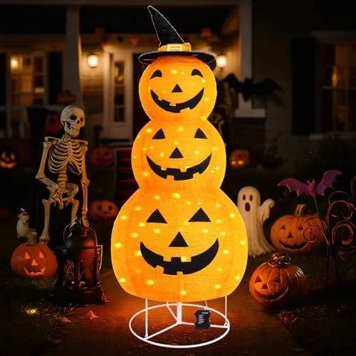 Stacked Pumpkin Outdoor Decoration with LED Lights