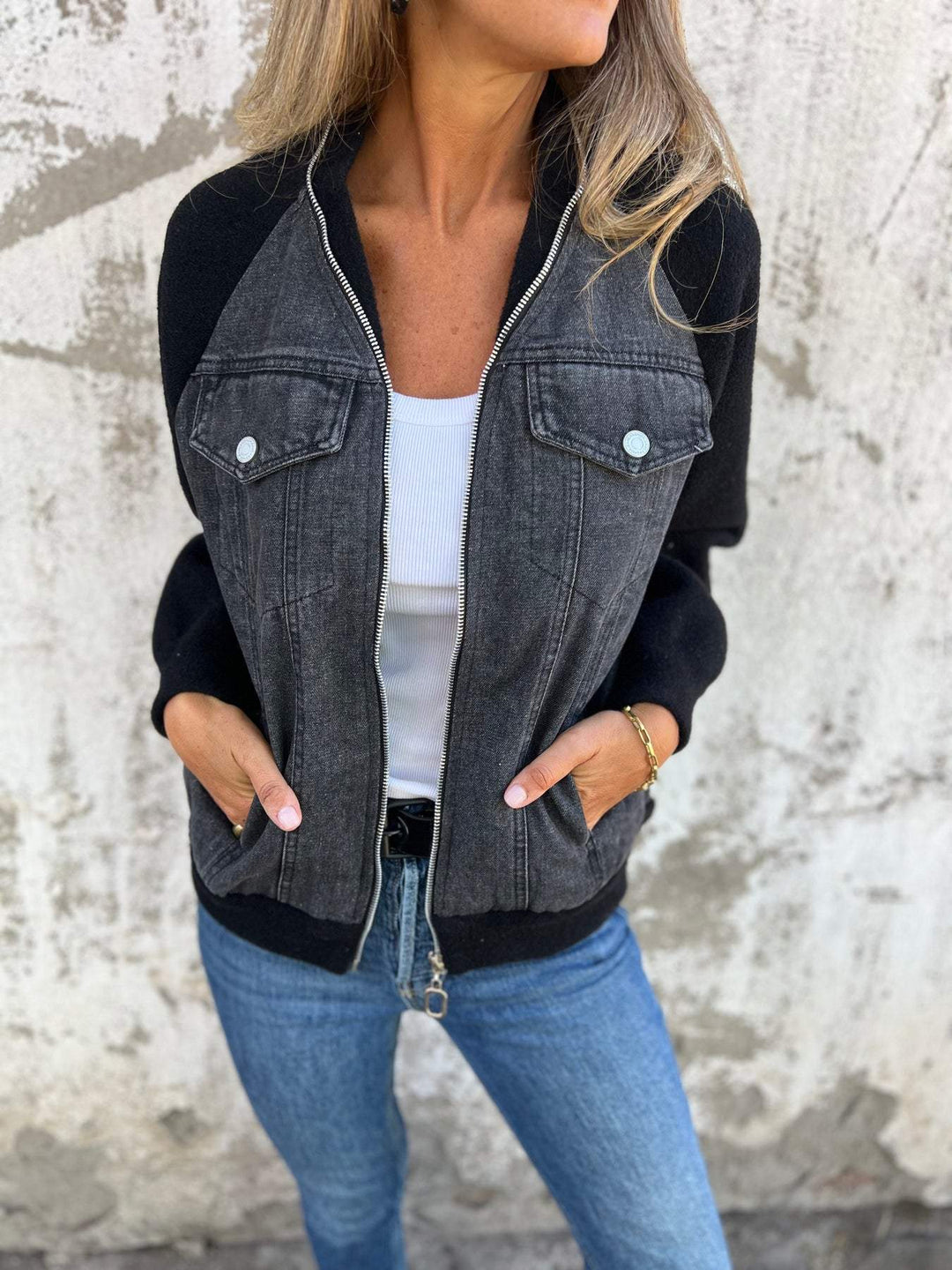 Porto Zip-Up Denim Jacket