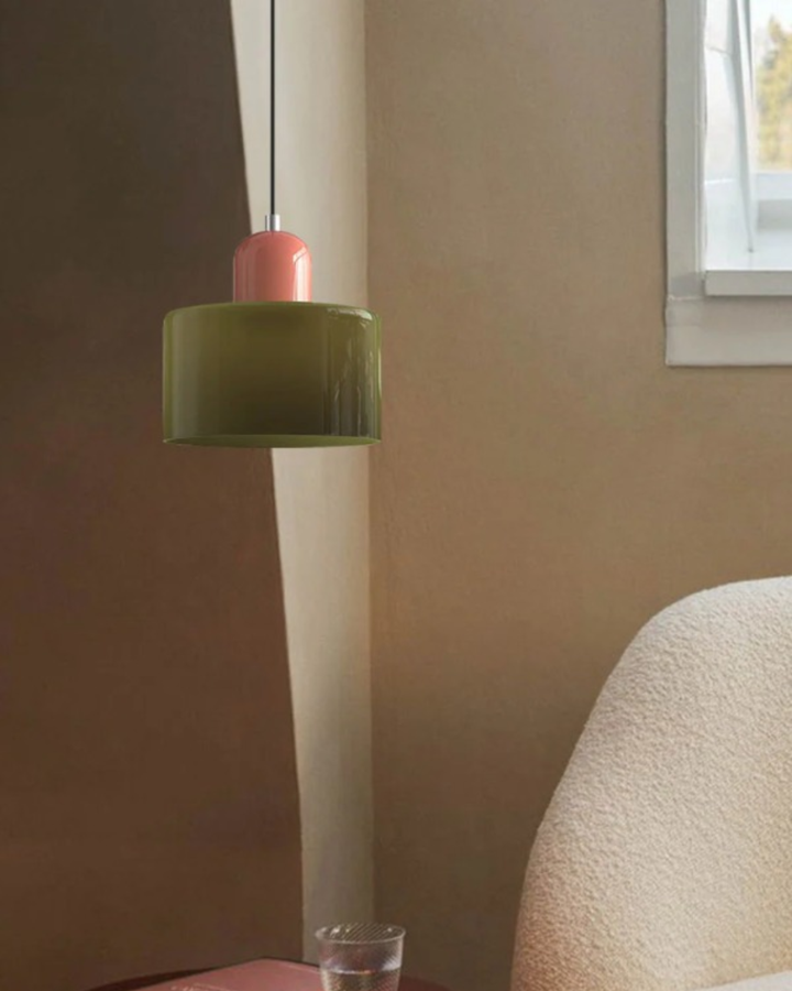 Glass Pendant Ceiling Light – Gloss Finish, Retro Dome Design