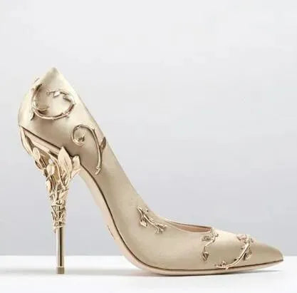 Embellished Floral Metal Stiletto High Heels