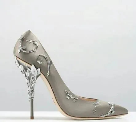 Embellished Floral Metal Stiletto High Heels