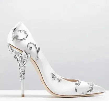 Embellished Floral Metal Stiletto High Heels