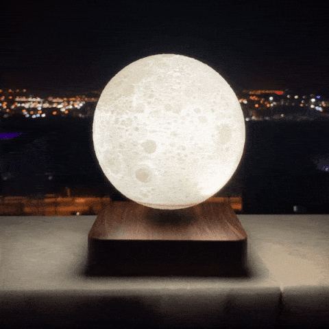 Floating Moon Lamp – Levitating 3D Printed Light with Wooden Base