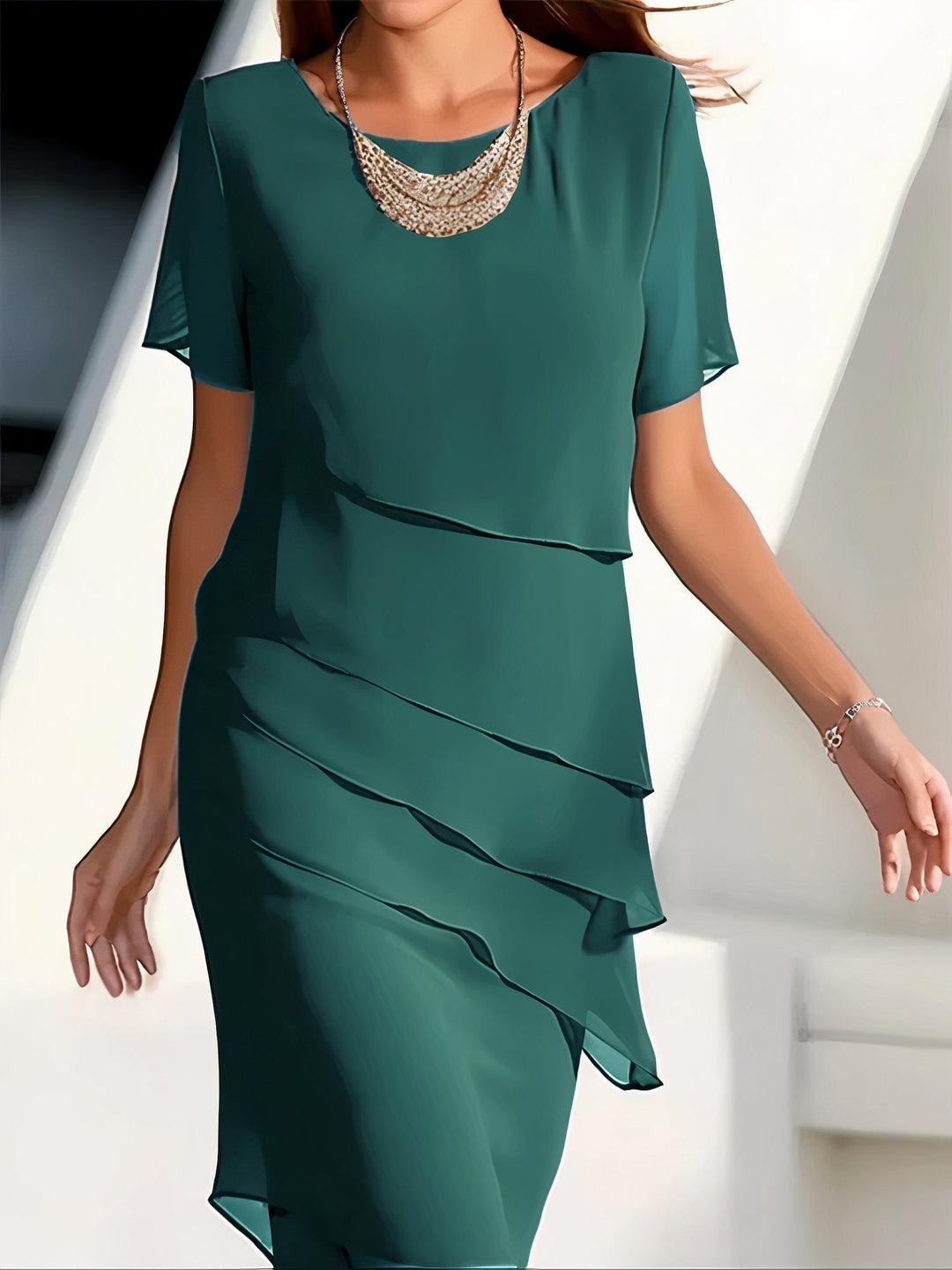 Milan Tiered Chiffon Dress