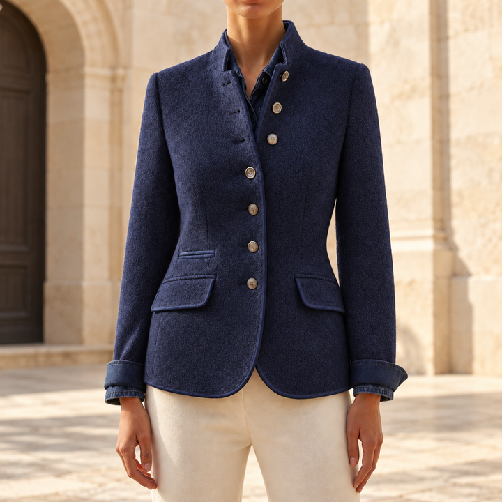 Sabrina Textured Stand-Collar Blazer