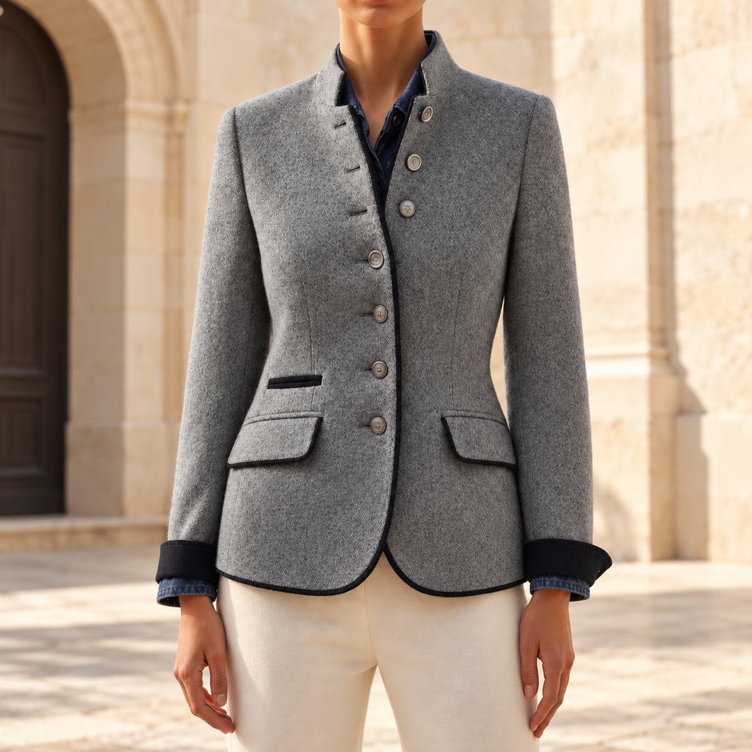 Sabrina Textured Stand-Collar Blazer