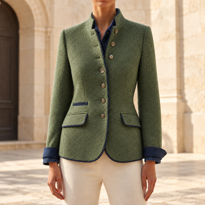 Sabrina Textured Stand-Collar Blazer