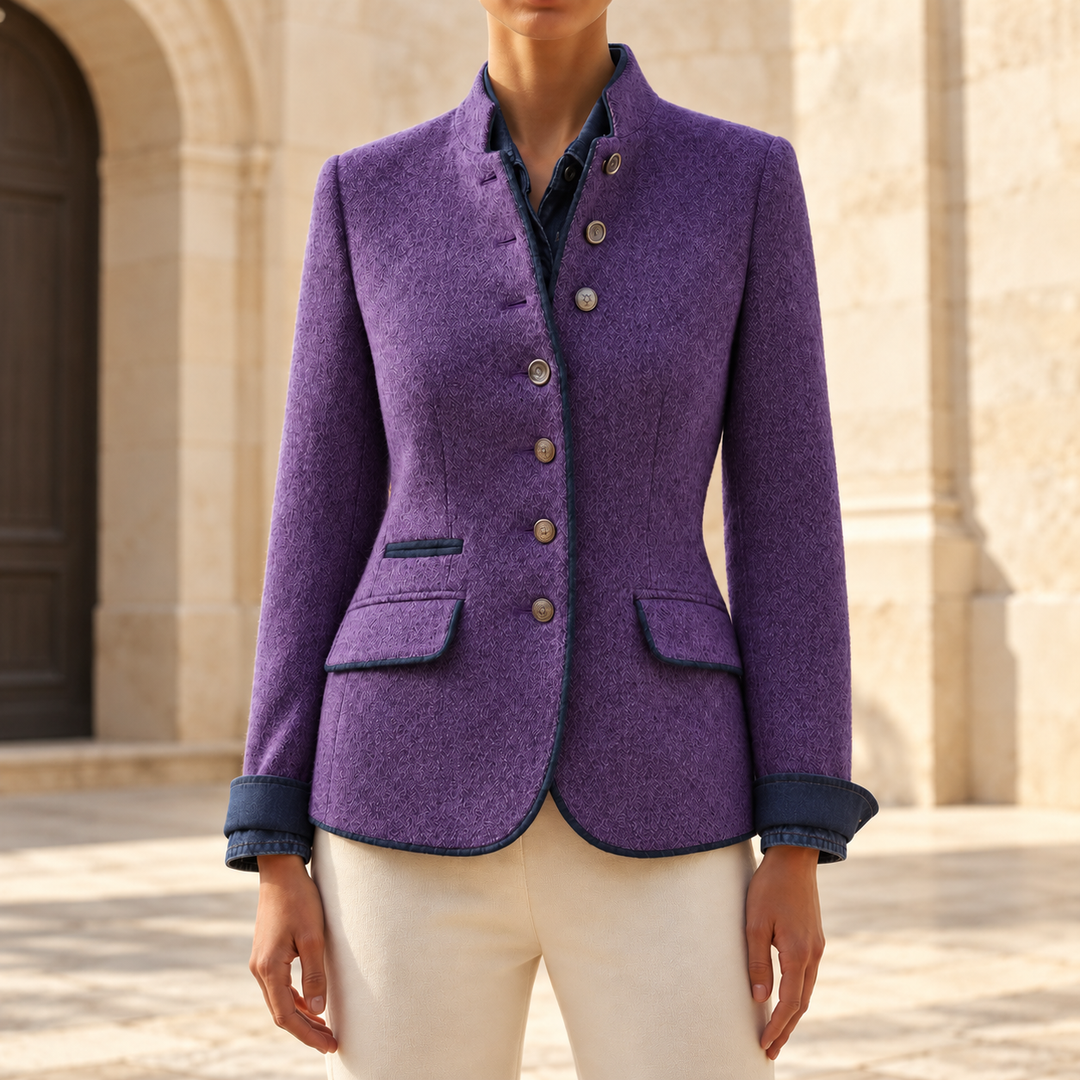 Sabrina Textured Stand-Collar Blazer