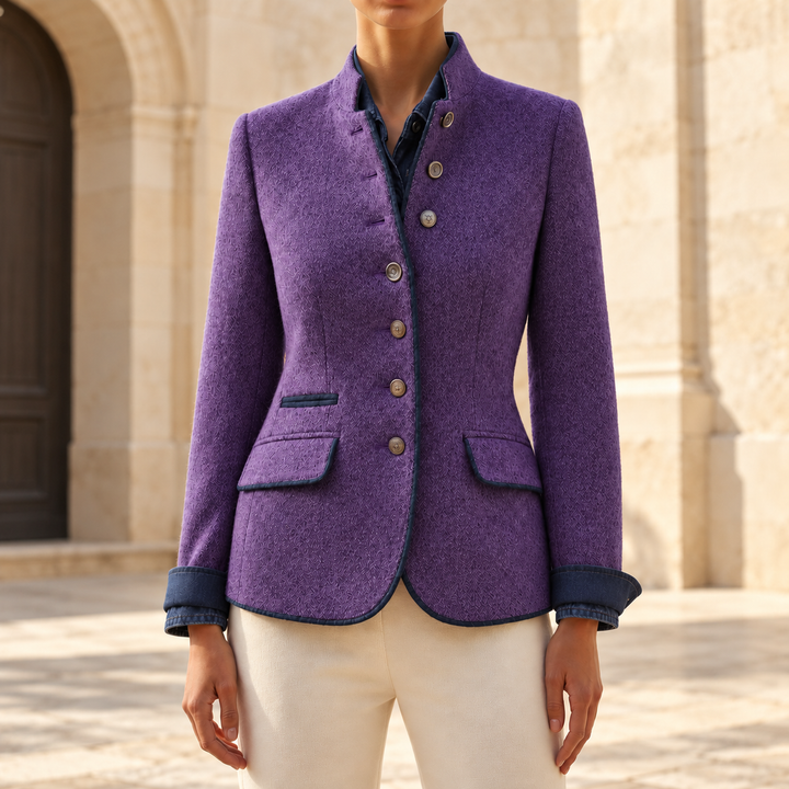 Sabrina Textured Stand-Collar Blazer