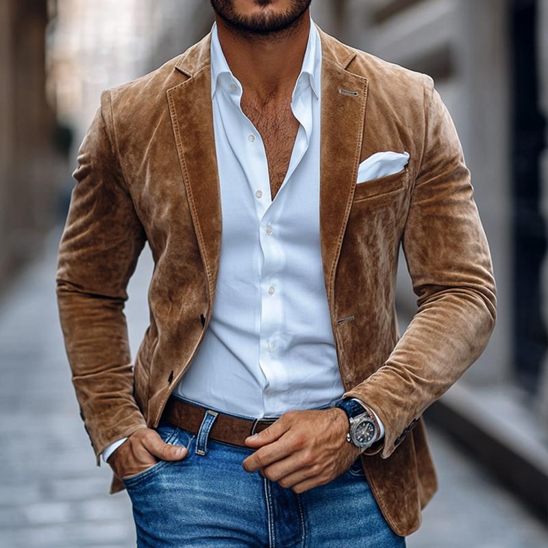 York Suede Notch Lapel Blazer