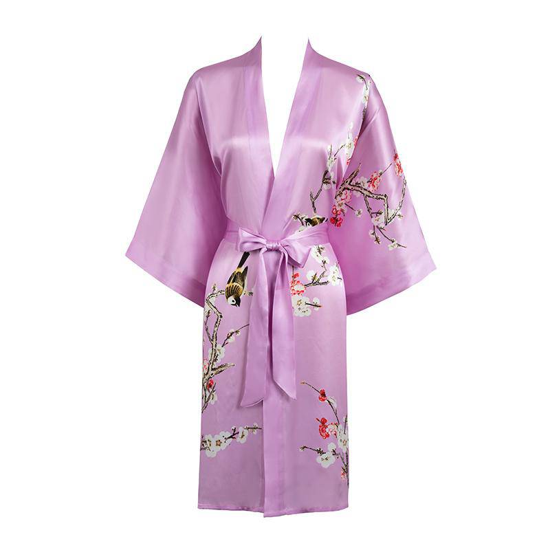 The Amara Printed Silk Kimono Robe