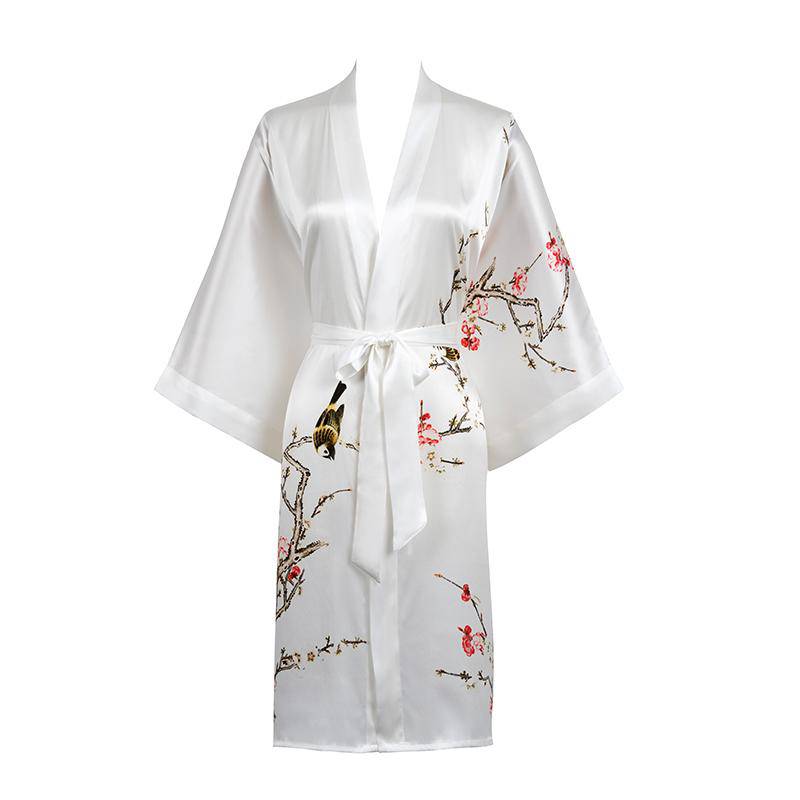 The Amara Printed Silk Kimono Robe