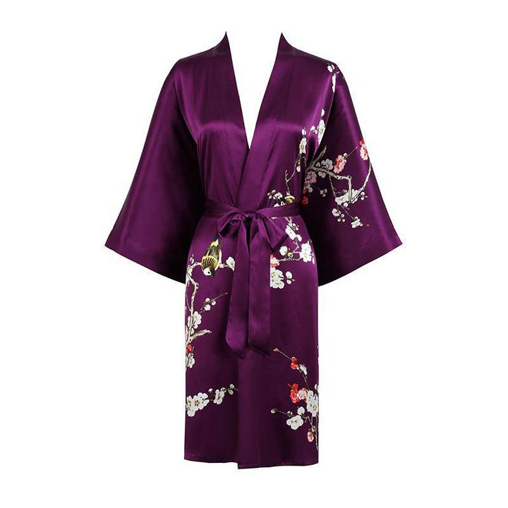 The Amara Printed Silk Kimono Robe