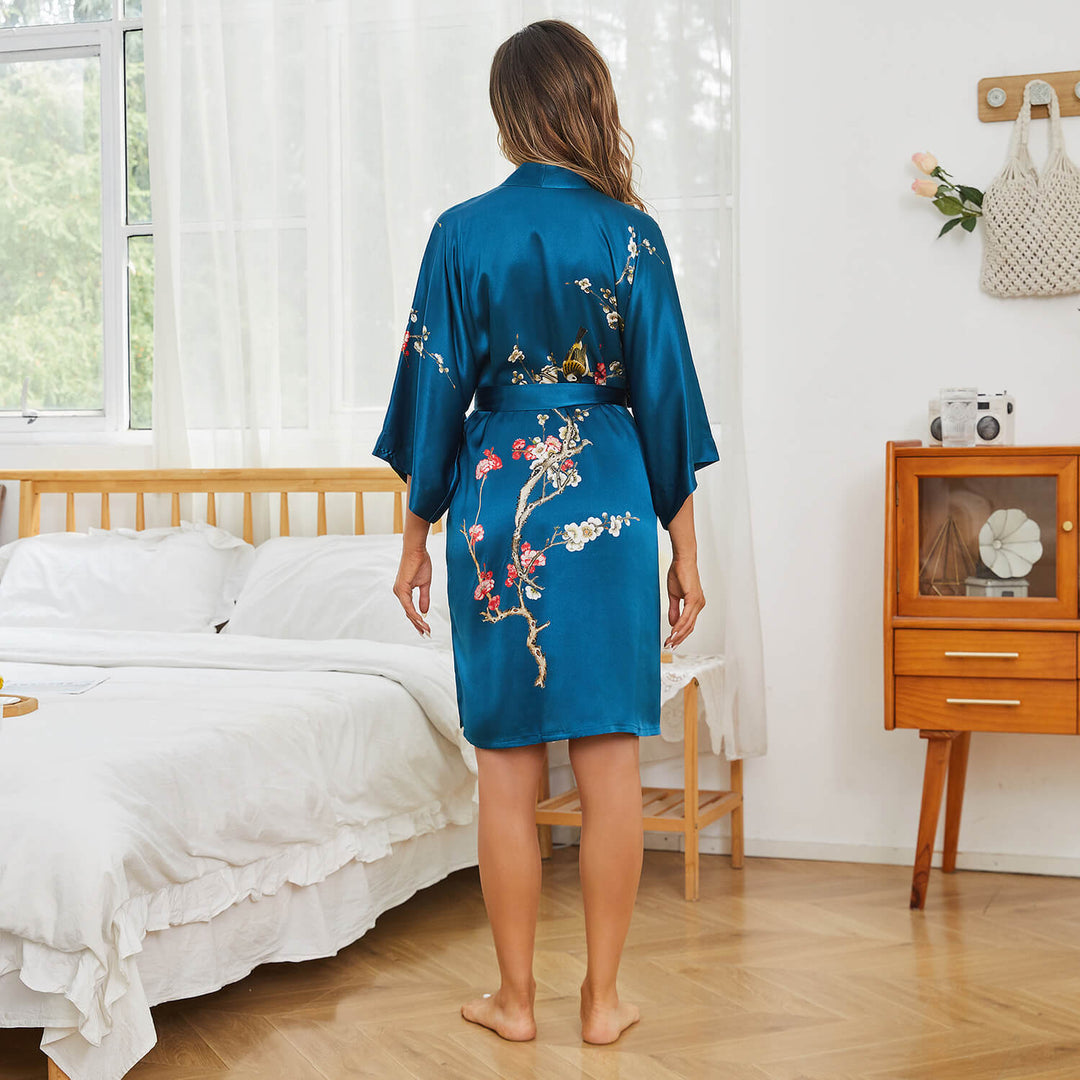The Amara Printed Silk Kimono Robe