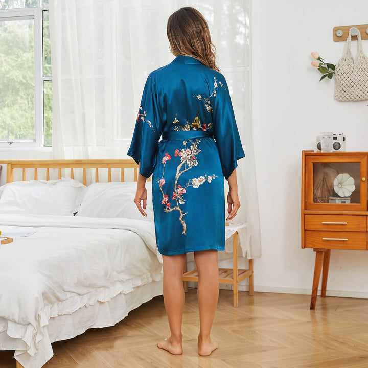 The Amara Printed Silk Kimono Robe
