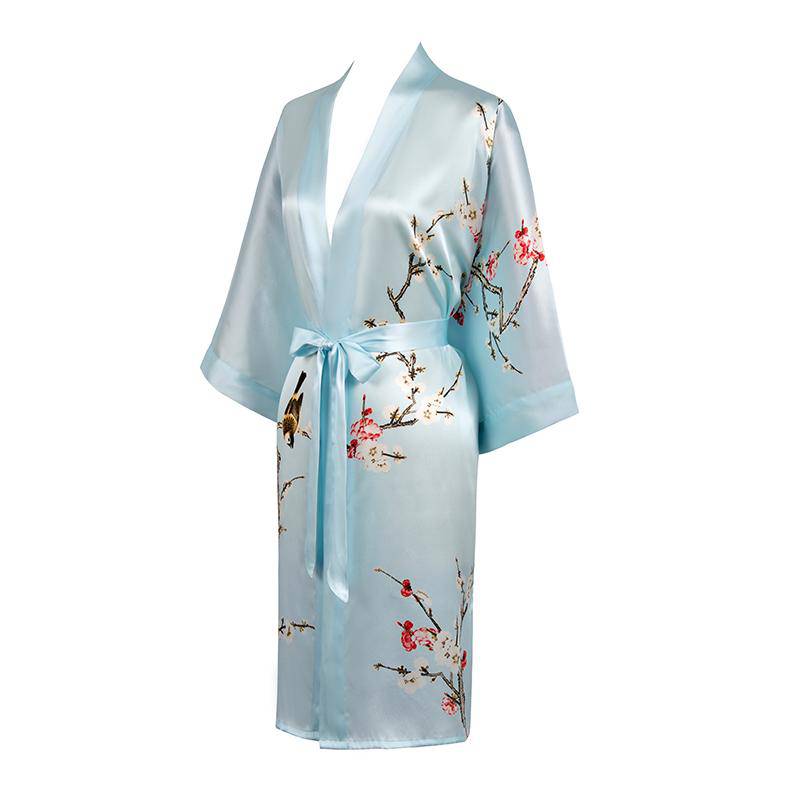 The Amara Printed Silk Kimono Robe