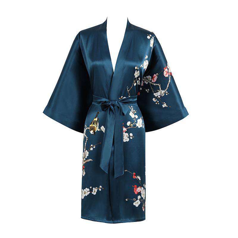The Amara Printed Silk Kimono Robe