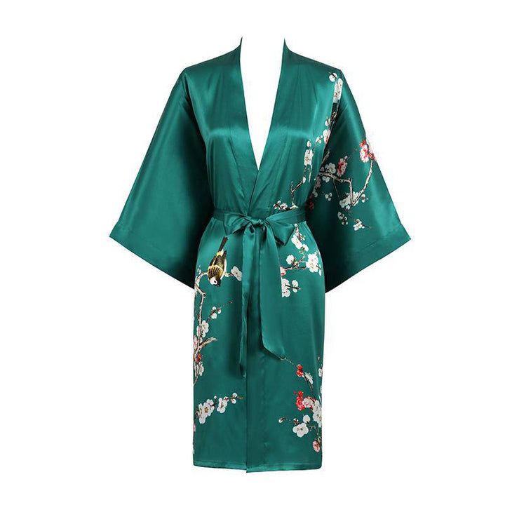 The Amara Printed Silk Kimono Robe