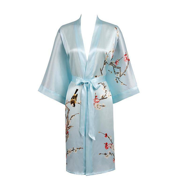 The Amara Printed Silk Kimono Robe