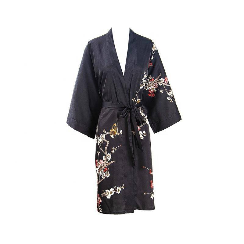 The Amara Printed Silk Kimono Robe