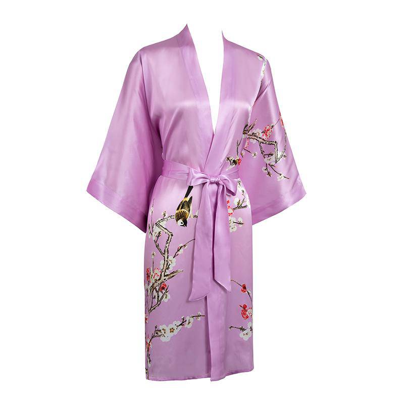 The Amara Printed Silk Kimono Robe