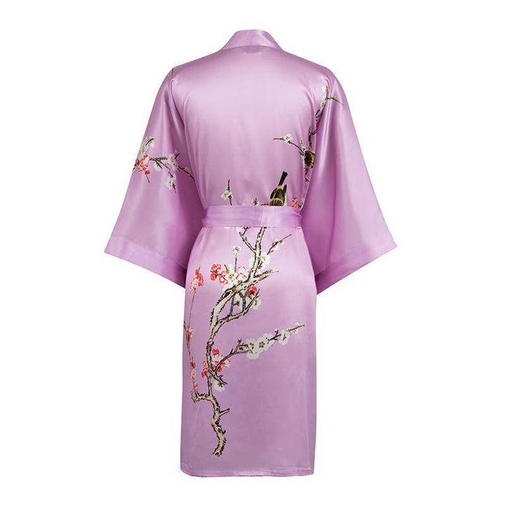 The Amara Printed Silk Kimono Robe