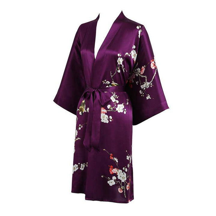The Amara Printed Silk Kimono Robe