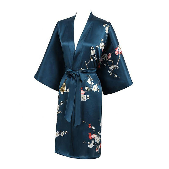 The Amara Printed Silk Kimono Robe