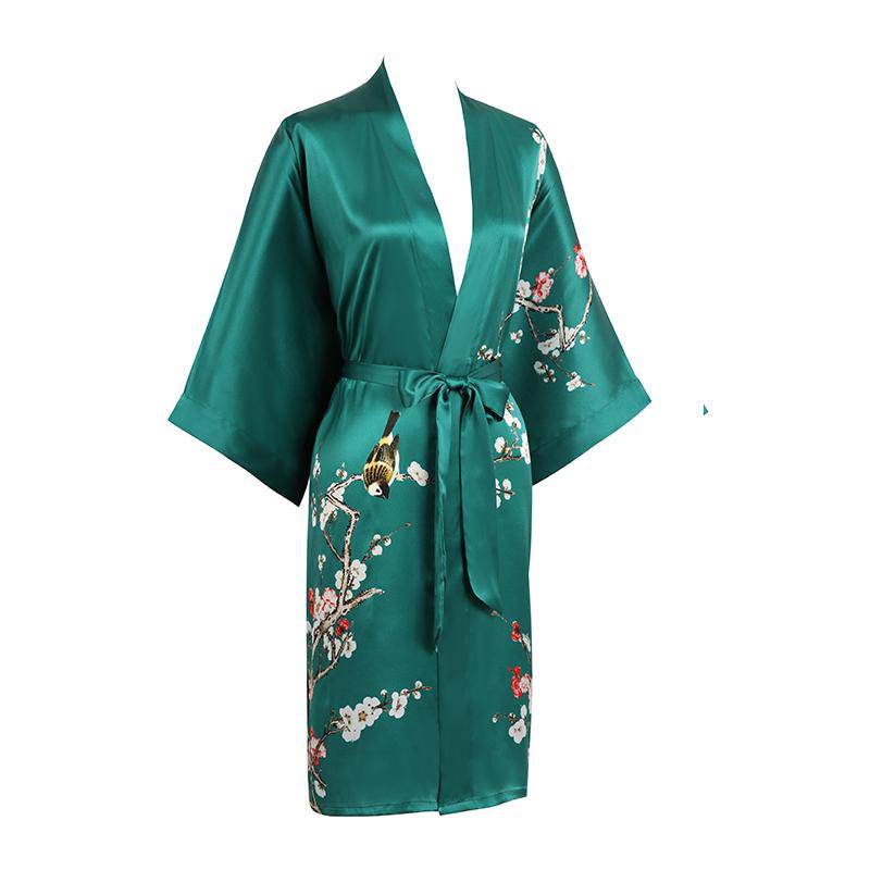 The Amara Printed Silk Kimono Robe