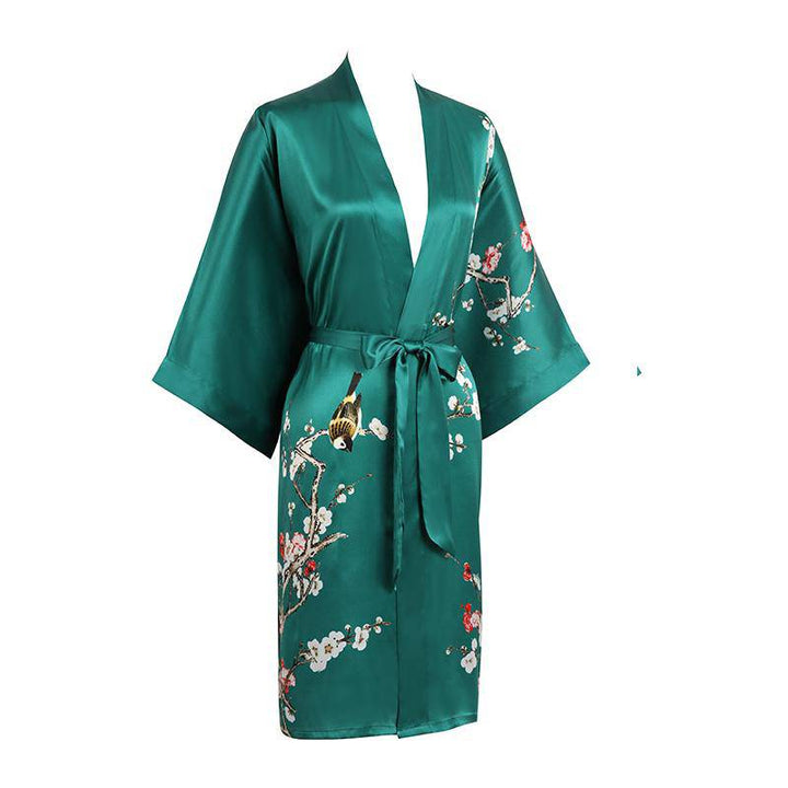 The Amara Printed Silk Kimono Robe