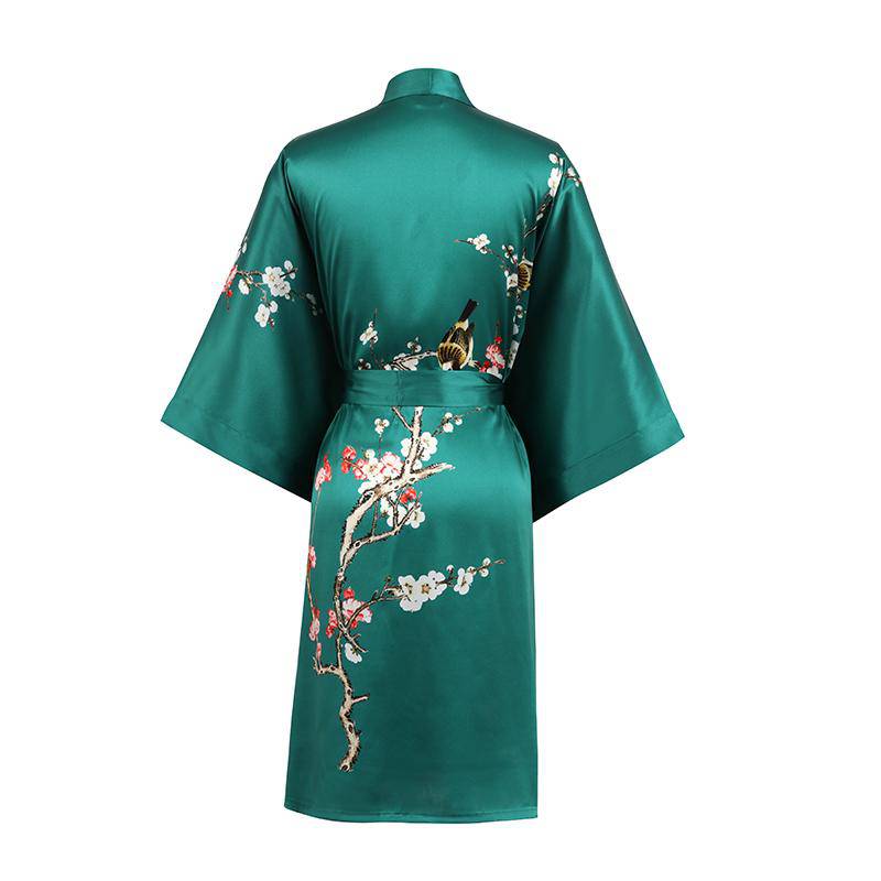 The Amara Printed Silk Kimono Robe