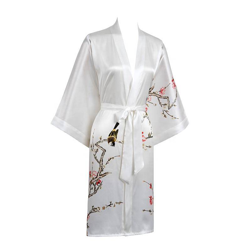 The Amara Printed Silk Kimono Robe